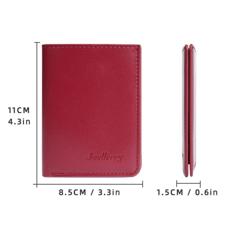 BAELLERRY NR106 Carteira de Couro PU Simples para Homens e Mulheres - Vermelho Escuro