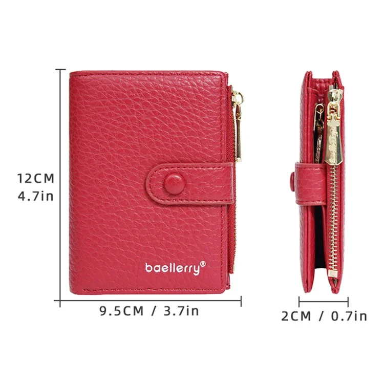 BAELLERRY NR104 Stylish Zipper Pocket PU Leder Damen Kurze Geldbörse Schlüsselhalter Münzbörse - Rot