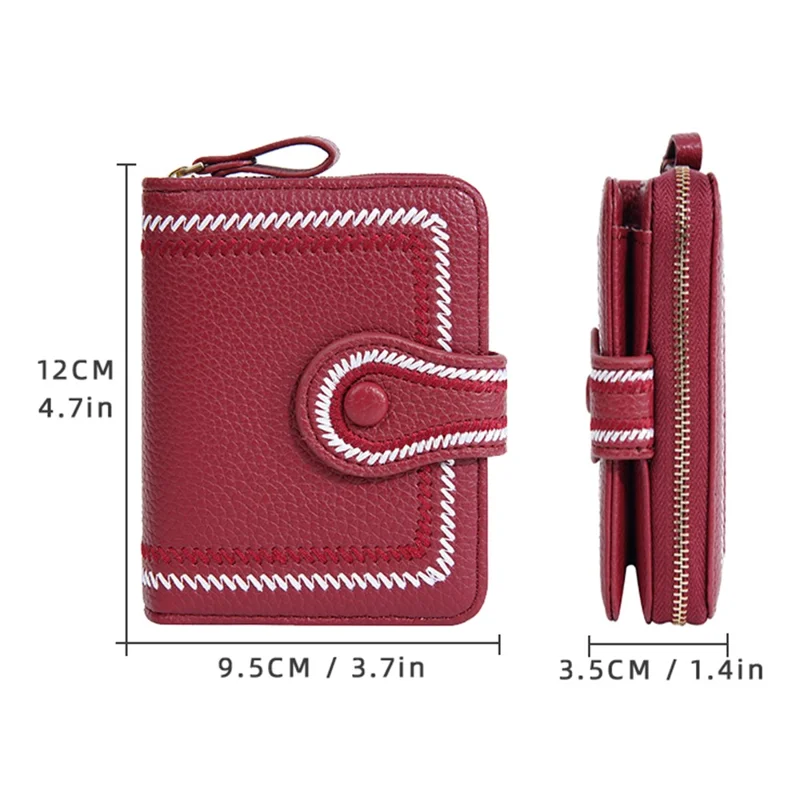 BAELLERRY NR105 Sac à Accordion Zipper Stylish en Cuir PU Femme Portefeuille Court - Rouge