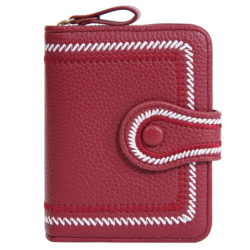 BAELLERRY NR105 Sac à Accordion Zipper Stylish en Cuir PU Femme Portefeuille Court - Rouge