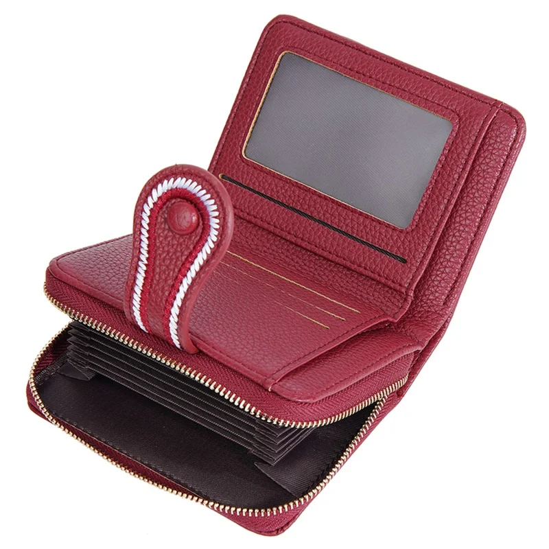 BAELLERRY NR105 Sac à Accordion Zipper Stylish en Cuir PU Femme Portefeuille Court - Rouge