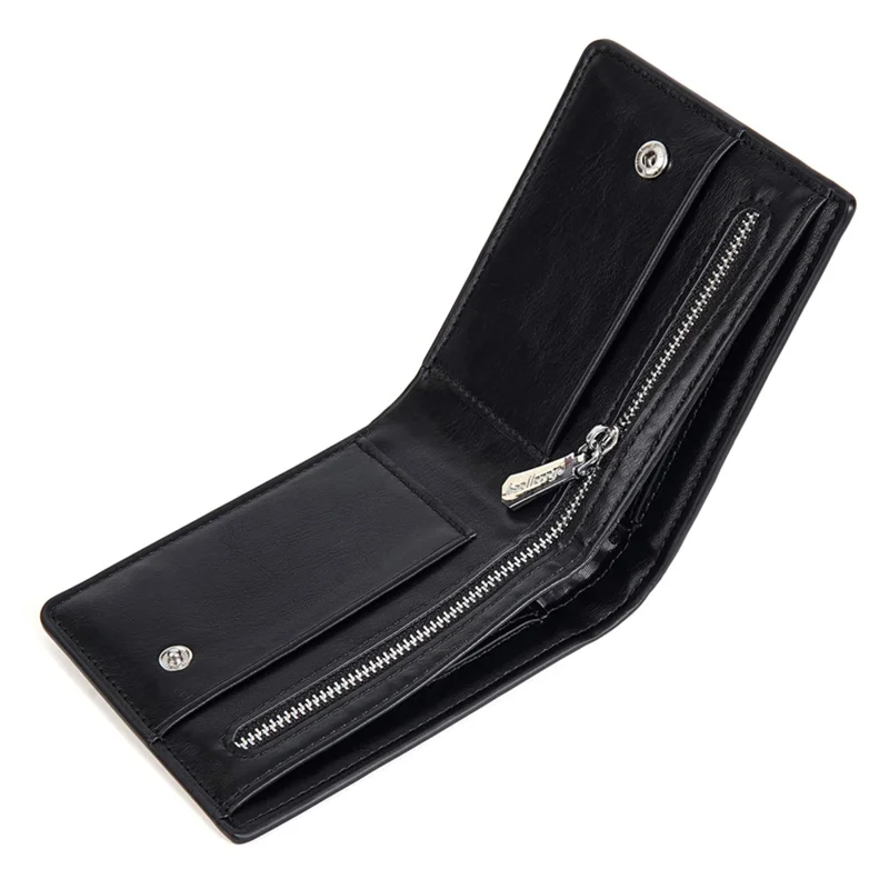 BAELLERRY D2405 Contrast Color Bi-Fold Men Wallet Retro PU Leather Cards Cash Holder - Black