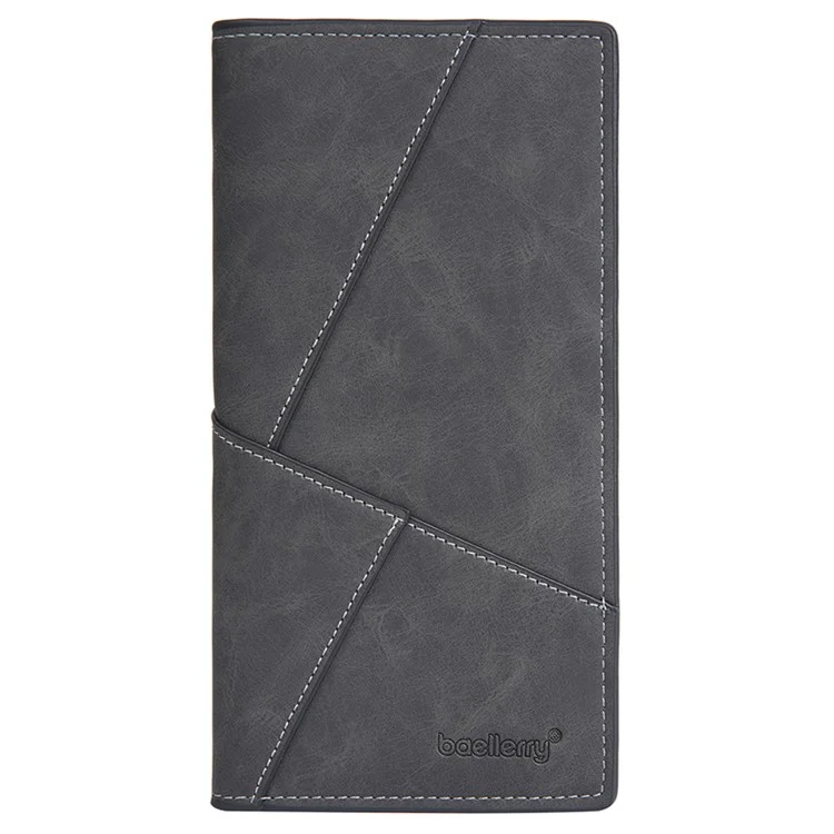 BAELLERRY C3070 Frosted PU Leather Long Wallet Men Large Capacity Cash Cards Holder with Zipper Pocket - Black