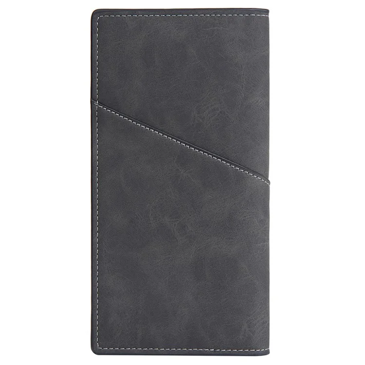 BAELLERRY C3070 Frosted PU Leather Long Wallet Men Large Capacity Cash Cards Holder with Zipper Pocket - Black