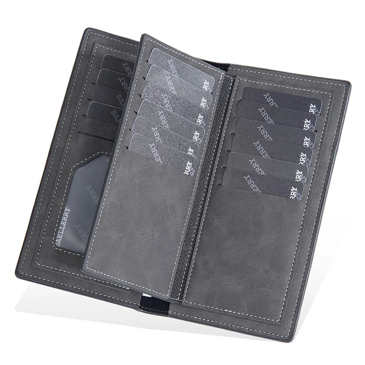 BAELLERRY C3070 Frosted PU Leather Long Wallet Men Large Capacity Cash Cards Holder with Zipper Pocket - Black