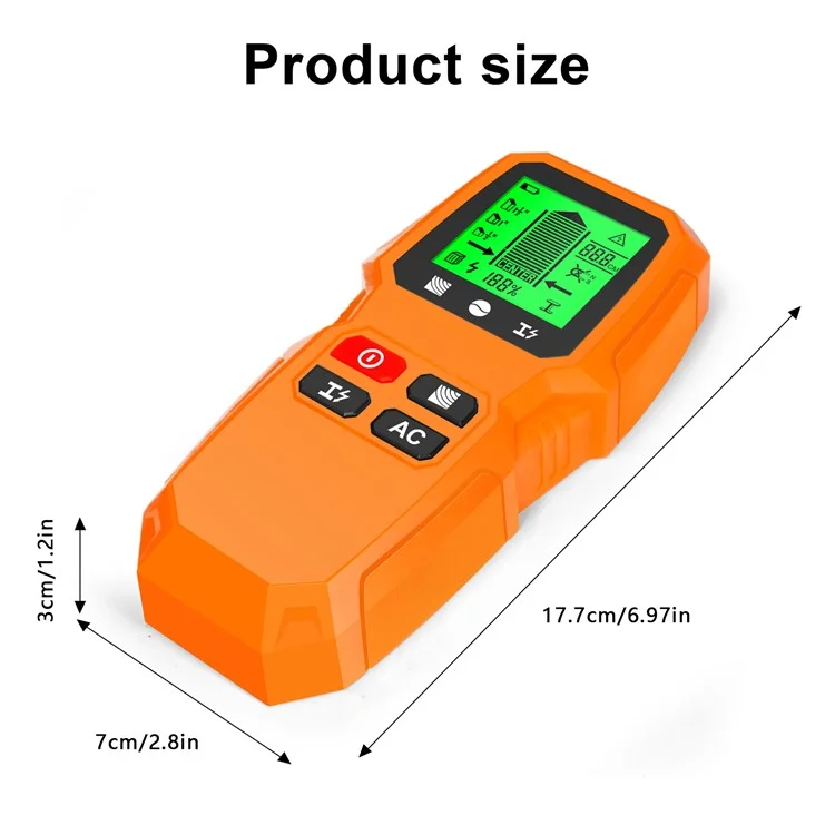 HW-QB6 5 in 1 LCD Wall Stud Finder Edge Center Wood Current Metal AC Live Wire Detector - Yellow