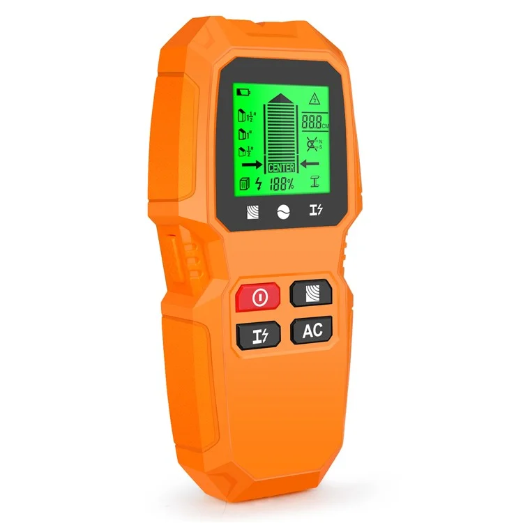 HW-QB6 5 in 1 LCD Wall Stud Finder Edge Center Wood Current Metal AC Live Wire Detector - Yellow