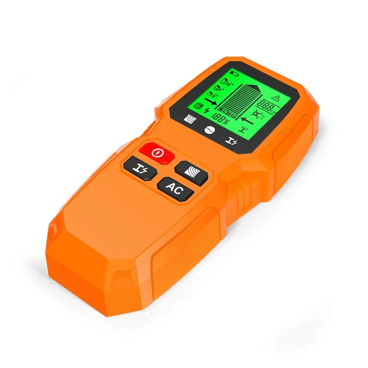 HW-QB6 5 in 1 LCD Wall Stud Finder Edge Center Wood Current Metal AC Live Wire Detector - Yellow