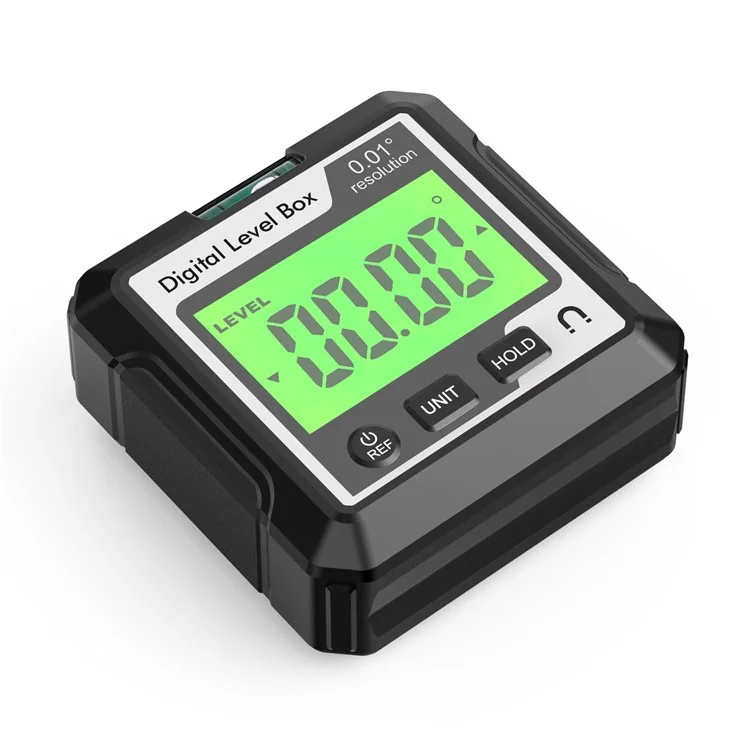 JD10 Digital Level Box Mini Angle Finder Magnetic Base LCD Bevel Gauge Inclinometer per falegnameria, con bolla d'aria - Nero+Bianco