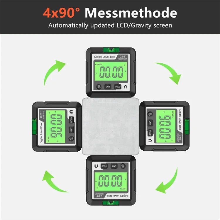 JD10 Digital Level Box Mini Angle Finder Magnetic Base LCD Bevel Gauge Inclinometer per falegnameria, con bolla d'aria - Nero+Bianco