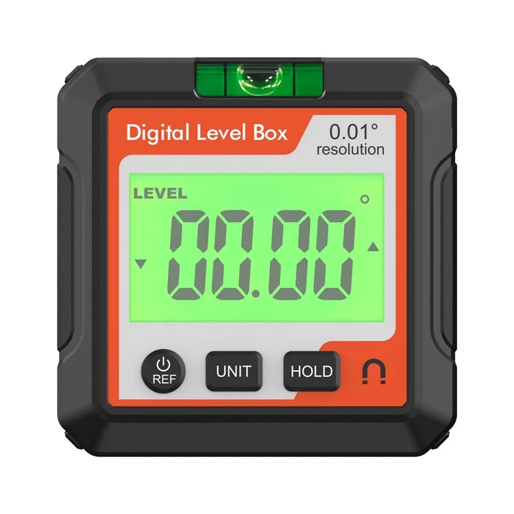 JD10 Digital Level Box Mini Angle Finder Magnetic Base LCD Bevel Gauge Inclinometer for Carpentry, with Bubble - Red+White