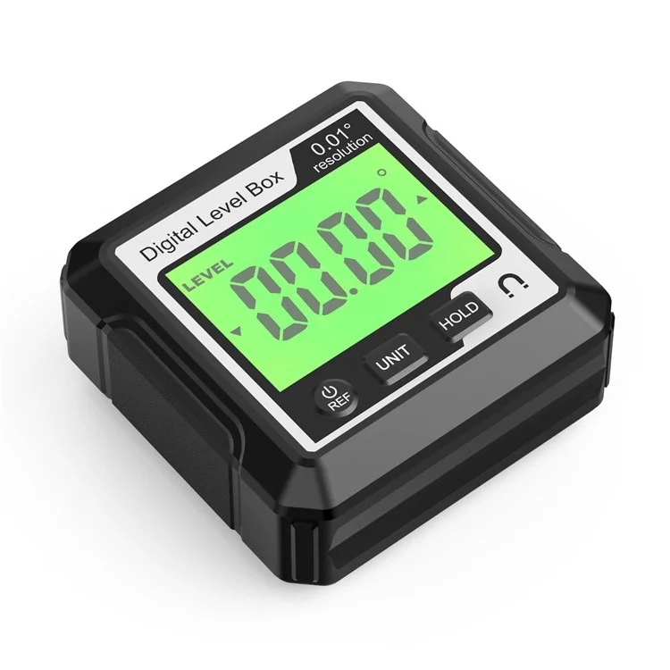 Caja de nivel digital JD10 Mini buscador de ángulos con base magnética, indicador de bisel LCD, inclinómetro para carpintería, sin burbuja - Negro+Blanco