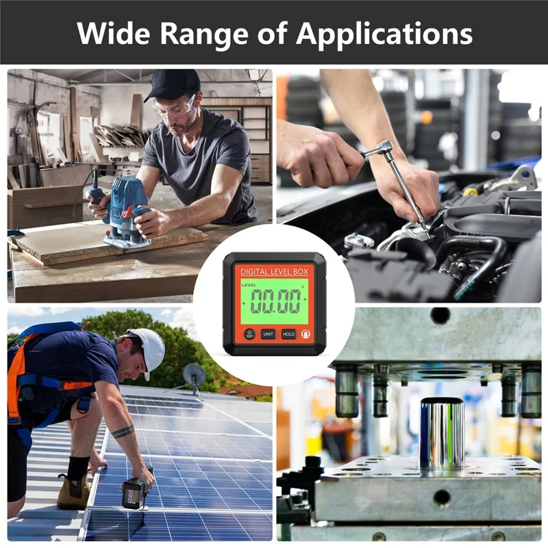 JD10 Digital Level Box Mini Angle Finder Magnetic Base LCD Bevel Gauge Inclinometer for Carpentry, without Bubble - Red+Red