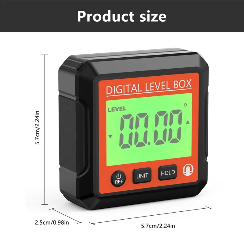 JD10 Digital Level Box Mini Angle Finder Magnetic Base LCD Bevel Gauge Inclinometer for Carpentry, without Bubble - Red+Red