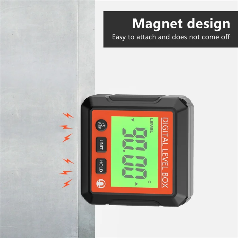 JD10 Digital Level Box Mini Angle Finder Magnetic Base LCD Bevel Gauge Inclinometer for Carpentry, without Bubble - Red+Red