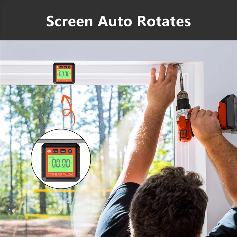 JD10 Digital Level Box Mini Angle Finder Magnetic Base LCD Bevel Gauge Inclinometer for Carpentry, without Bubble - Red+Red