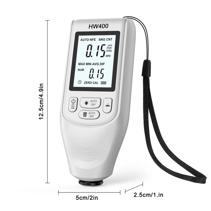 HW400 Automobile Thickness Gauge Car Paint Tester Thickness Coating Measuring Tool - White
