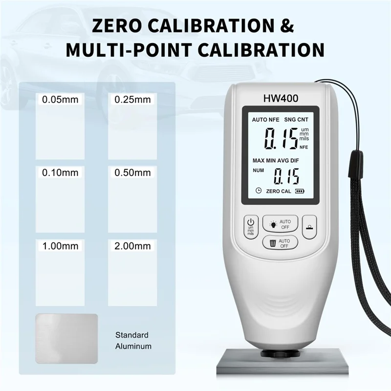HW400 Automobile Thickness Gauge Car Paint Tester Thickness Coating Measuring Tool - White