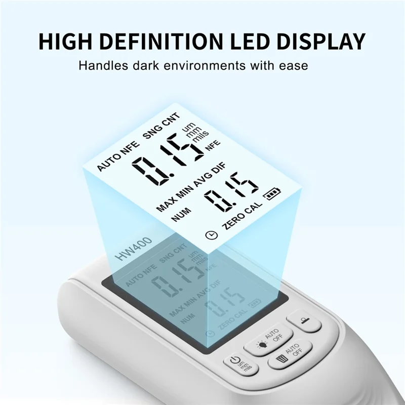 HW400 Automobile Thickness Gauge Car Paint Tester Thickness Coating Measuring Tool - White