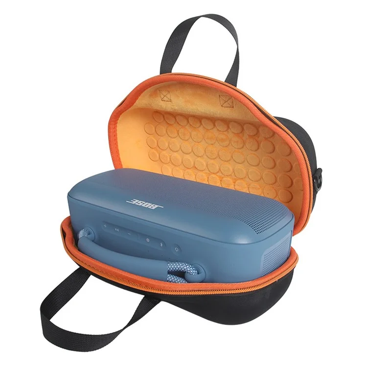 Para Bose Soundlink Max Oxford Cloth+ EVA Storage Case Bluetooth Speaker Carrying Bag with Shoulder Strap - Preto / Laranja