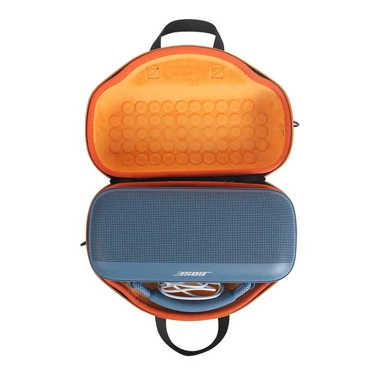 Para Bose Soundlink Max Oxford Cloth+ EVA Storage Case Bluetooth Speaker Carrying Bag with Shoulder Strap - Preto / Laranja