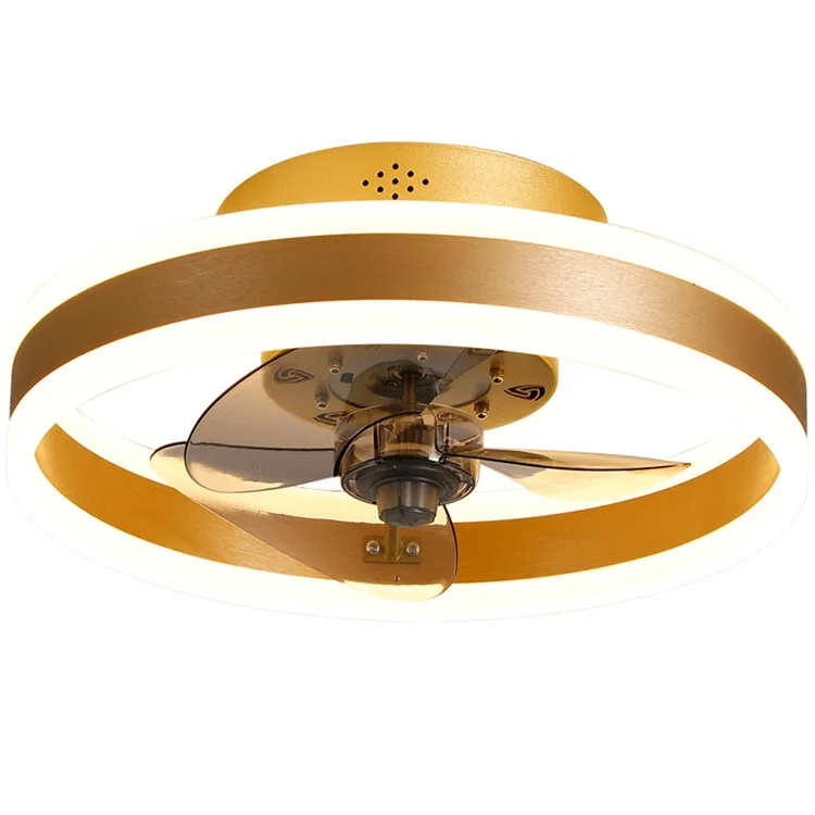 Ventilador de techo LED de 40 cm, 220 V, 6 velocidades, con mando a distancia, para sala de estar/dormitorio/comedor - Dorado