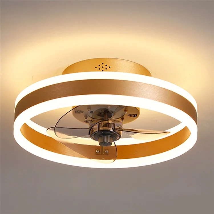 Ventilador de techo LED de 40 cm, 220 V, 6 velocidades, con mando a distancia, para sala de estar/dormitorio/comedor - Dorado