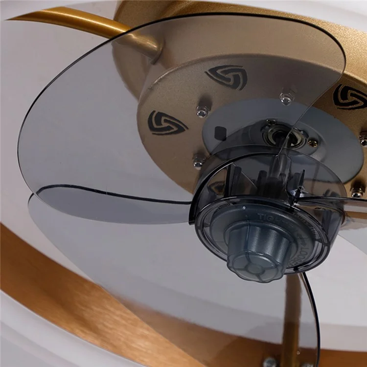 Ventilador de techo LED de 40 cm, 220 V, 6 velocidades, con mando a distancia, para sala de estar/dormitorio/comedor - Dorado