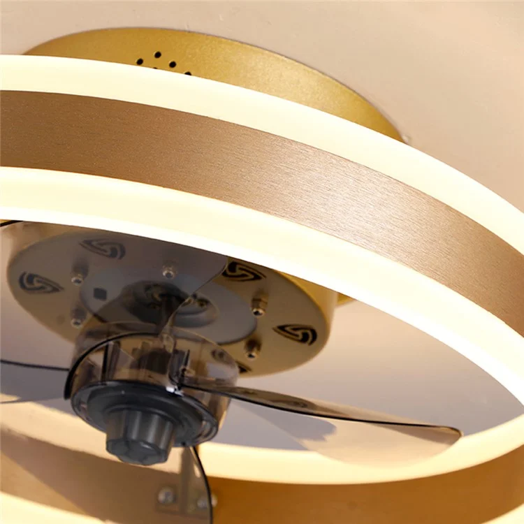 Ventilador de techo de 50 cm 220V 6 velocidades con luz y control remoto para sala de estar / dormitorio / comedor - Dorado