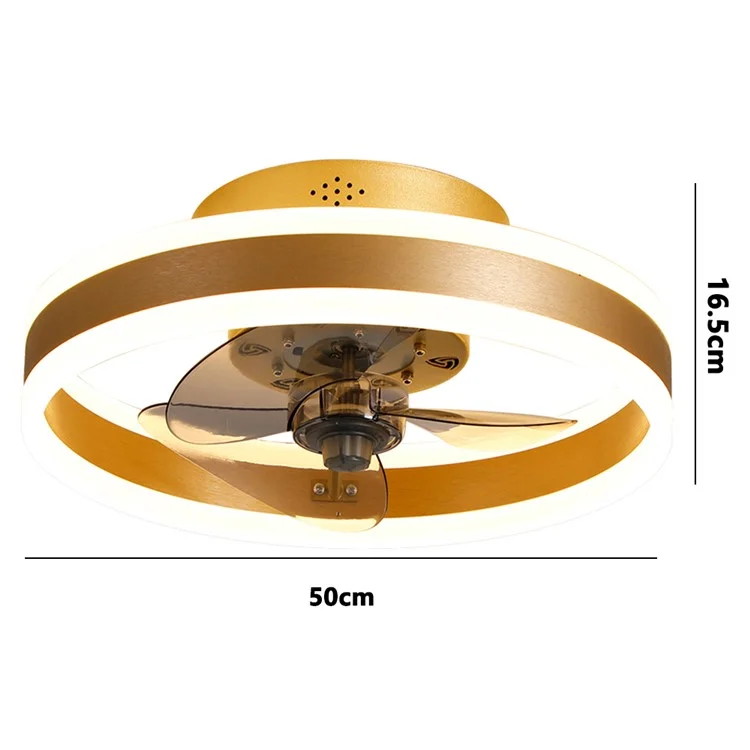 Ventilador de techo de 50 cm 220V 6 velocidades con luz y control remoto para sala de estar / dormitorio / comedor - Dorado