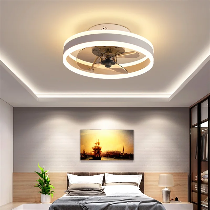 50cm 220V 6-Speed Nordic Ceiling Fan Light with Remote Control for Living Room / Bedroom / Dining Room - White
