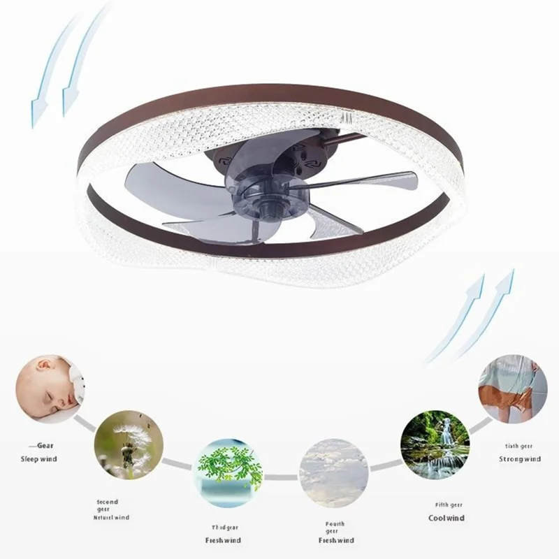 50cm 220V 6-Speed Stepless Dimmable Nordic Ceiling Fan Light for Living Room / Bedroom / Dining Room - White