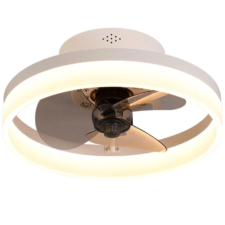 Ventilador de techo de 45 cm, 220 V, 6 velocidades, con lámpara y mando a distancia para sala de estar / dormitorio / comedor - Blanco