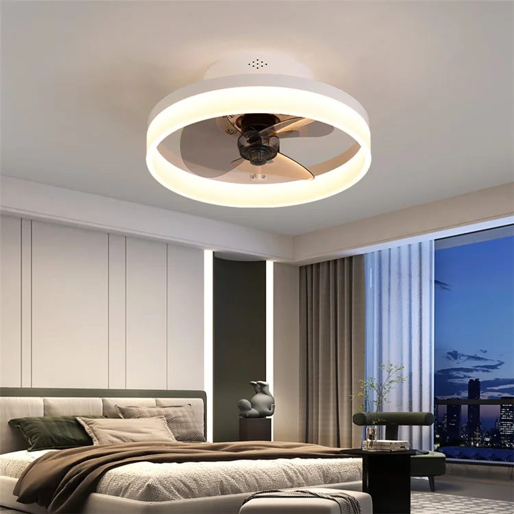 Ventilador de techo de 45 cm, 220 V, 6 velocidades, con lámpara y mando a distancia para sala de estar / dormitorio / comedor - Blanco