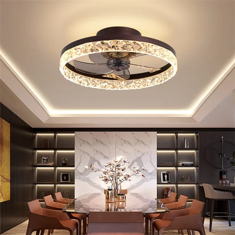 50cm 220V 6 Speeds Adjustable Luxury Ceiling Fan Light for Living Room / Bedroom / Dining Room Decorative Lamp - Coffee
