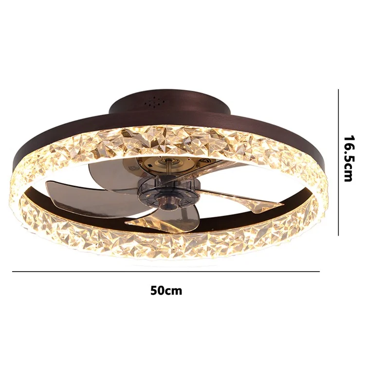 50cm 220V 6 Speeds Adjustable Luxury Ceiling Fan Light for Living Room / Bedroom / Dining Room Decorative Lamp - Coffee