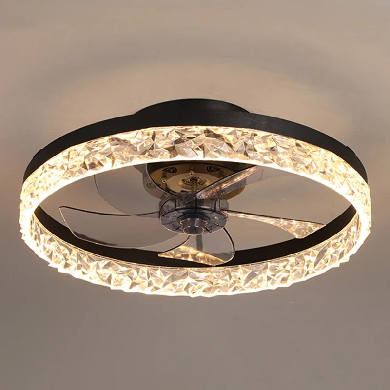 50cm 220V 6 Speeds Adjustable Luxury Ceiling Fan Light for Living Room / Bedroom / Dining Room Decorative Lamp - Black