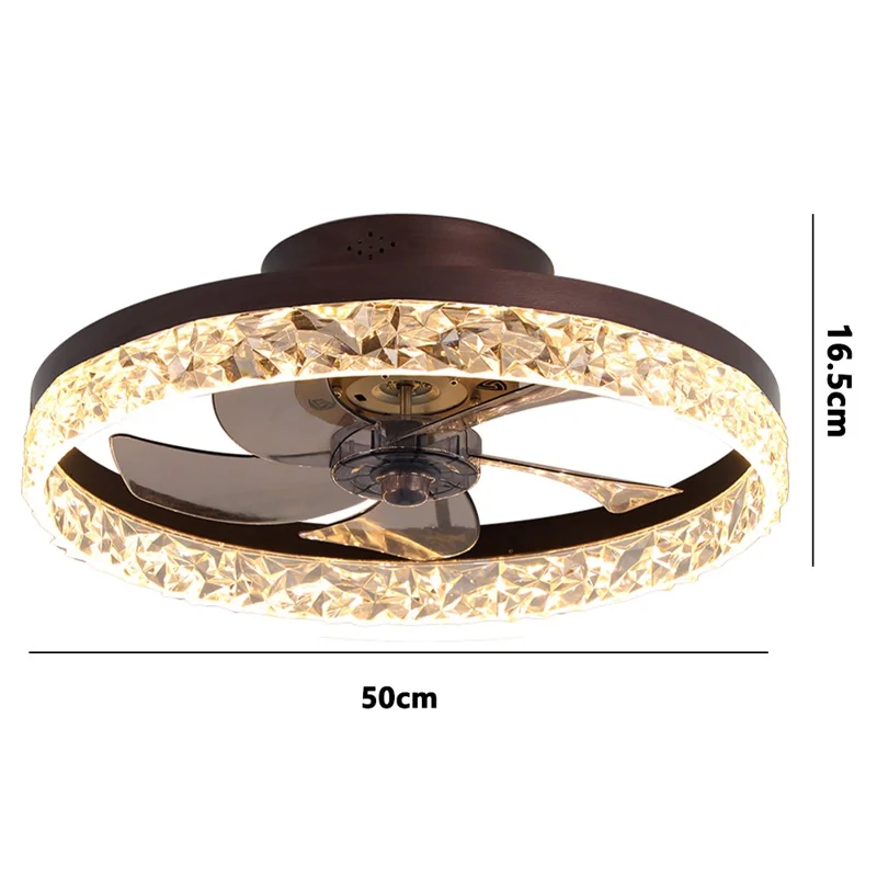 50cm 220V 6 Speeds Adjustable Luxury Ceiling Fan Light for Living Room / Bedroom / Dining Room Decorative Lamp - Black