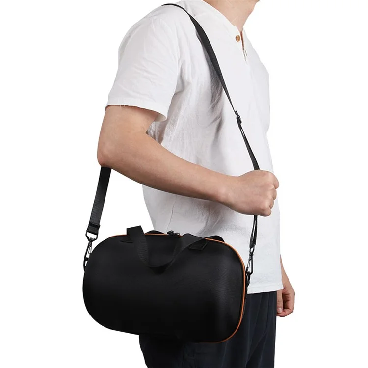 Para Harman Kardon Allure Essential Carrying Case Bluetooth Speaker Storage Bag with Shoulder Strap - Preto / Laranja
