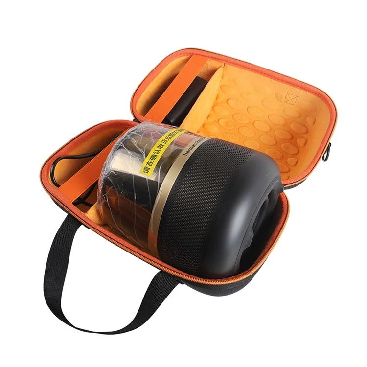 Para Harman Kardon Allure Essential Carrying Case Bluetooth Speaker Storage Bag with Shoulder Strap - Preto / Laranja