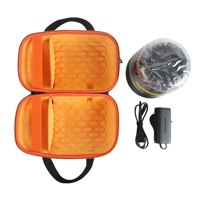 Para Harman Kardon Allure Essential Carrying Case Bluetooth Speaker Storage Bag with Shoulder Strap - Preto / Laranja