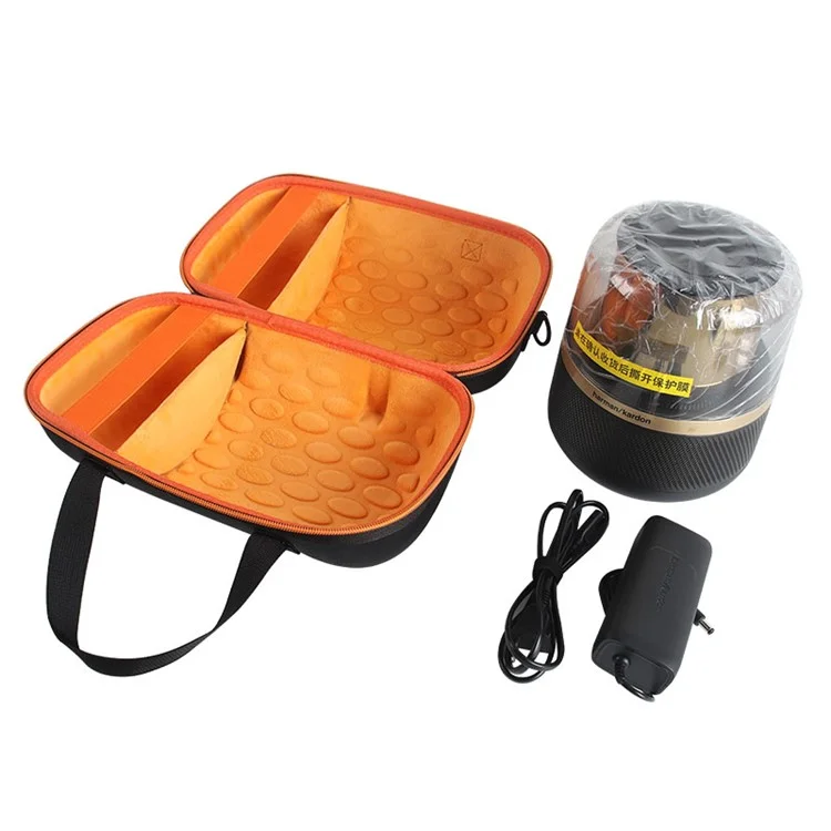 Para Harman Kardon Allure Essential Carrying Case Bluetooth Speaker Storage Bag with Shoulder Strap - Preto / Laranja