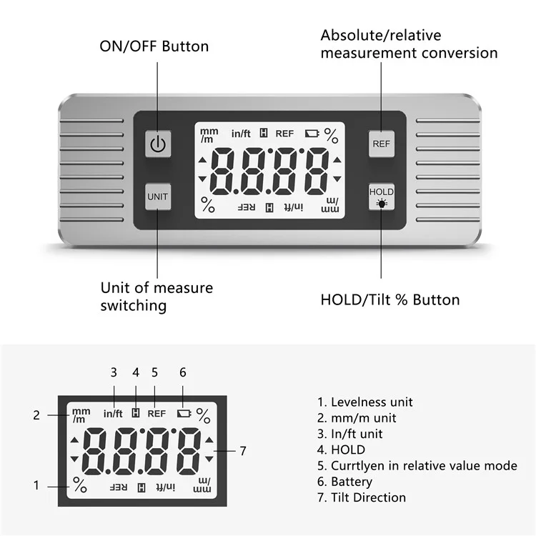 JD11 Digitale Wasserwaage Winkelmesser Magnetische Winkelschnappfeder Zimmerei Autoreparatur Neigungsmesser