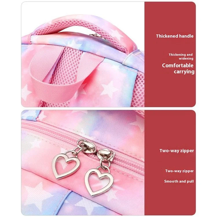 3pcs / Set Stars Padrão Kids Backpack Lunchag Bag Concas - Rosa