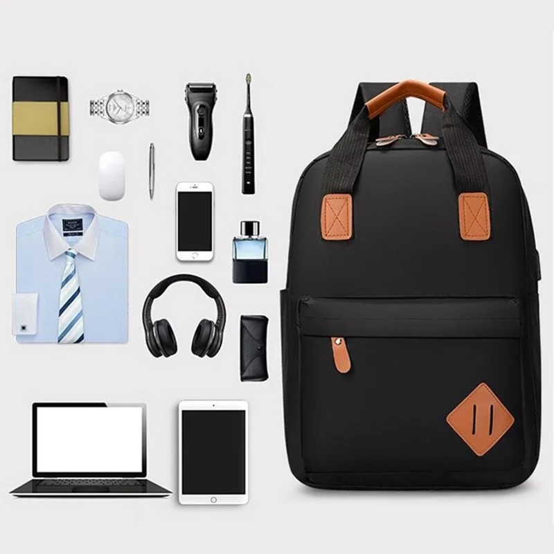 3Pcs / Set Waterproof Oxford Cloth 15.6-inch Laptop Backpack Chest Pack Clutch Bag - Black