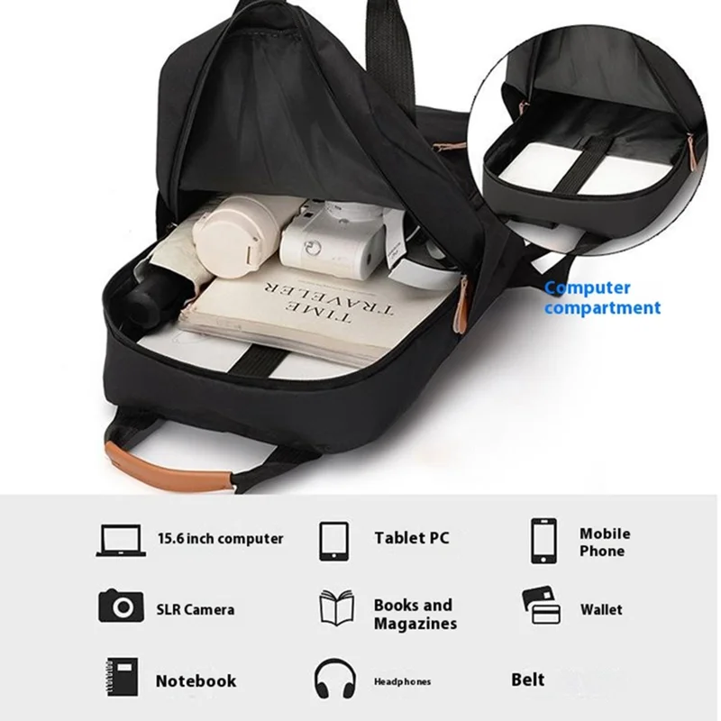 3Pcs / Set Waterproof Oxford Cloth 15.6-inch Laptop Backpack Chest Pack Clutch Bag - Black
