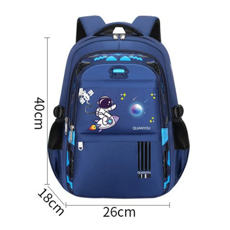 Waterproof Kids Backpack Astronaut Pattern Children School Bag for Boys, Size S - Sapphire