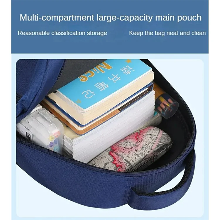 Waterproof Kids Backpack Astronaut Pattern Children School Bag for Boys, Size L - Sapphire