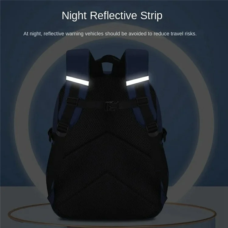 Waterproof Kids Backpack Astronaut Pattern Children School Bag for Boys, Size L - Sapphire