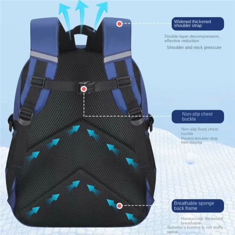 Waterproof Kids Backpack Astronaut Pattern Children School Bag for Boys, Size L - Sapphire